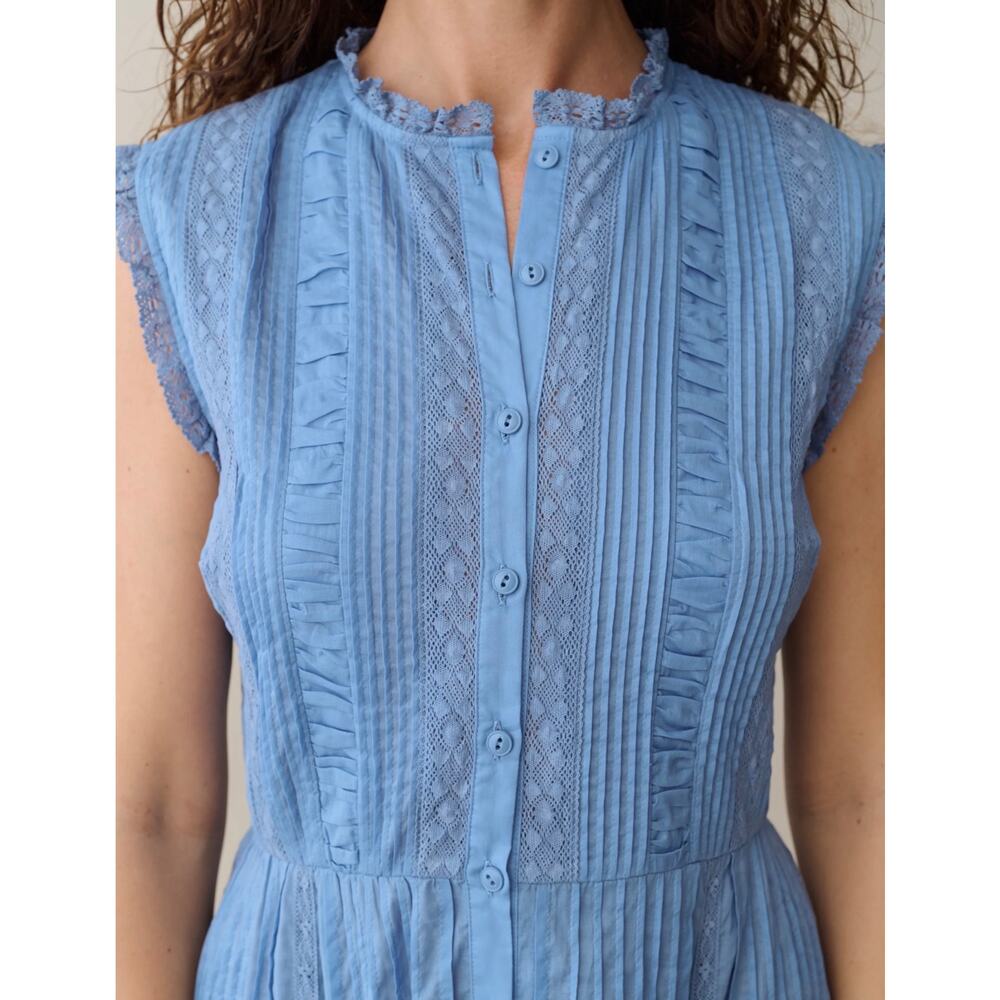 New sorella primose Cotton Dress blue lace sz XS $372 - Picture 2 of 6